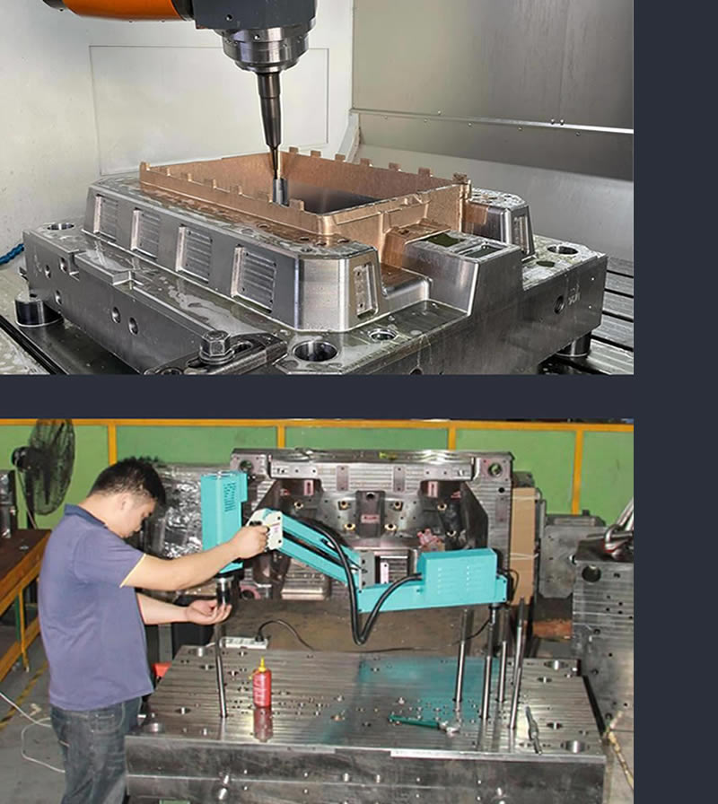 An array of injection machines including vertical press and multi-shot machines. The Manchester, CT office can source & ship resin if not readily available in China.